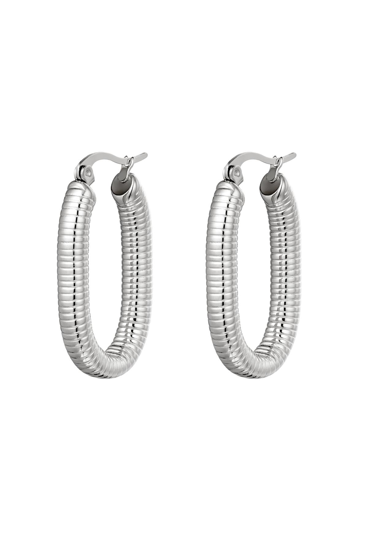 Earrings oval spring Silver Color Stainless Steel