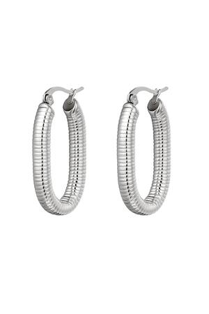 Earrings oval spring Silver Stainless Steel h5 