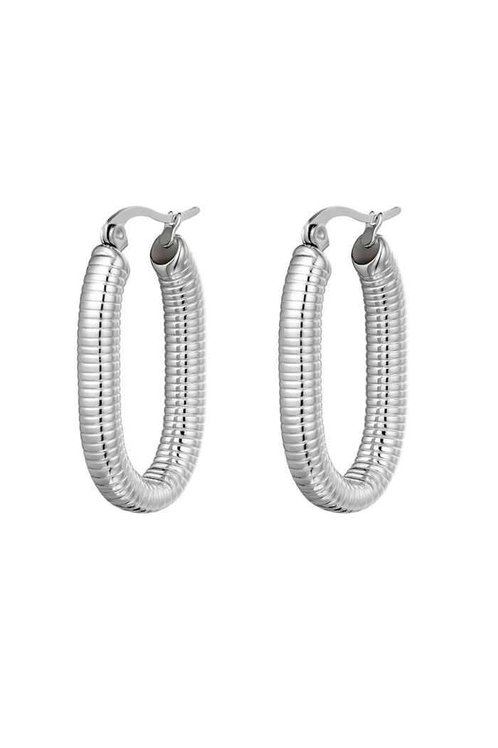 Earrings oval spring Silver Stainless Steel 