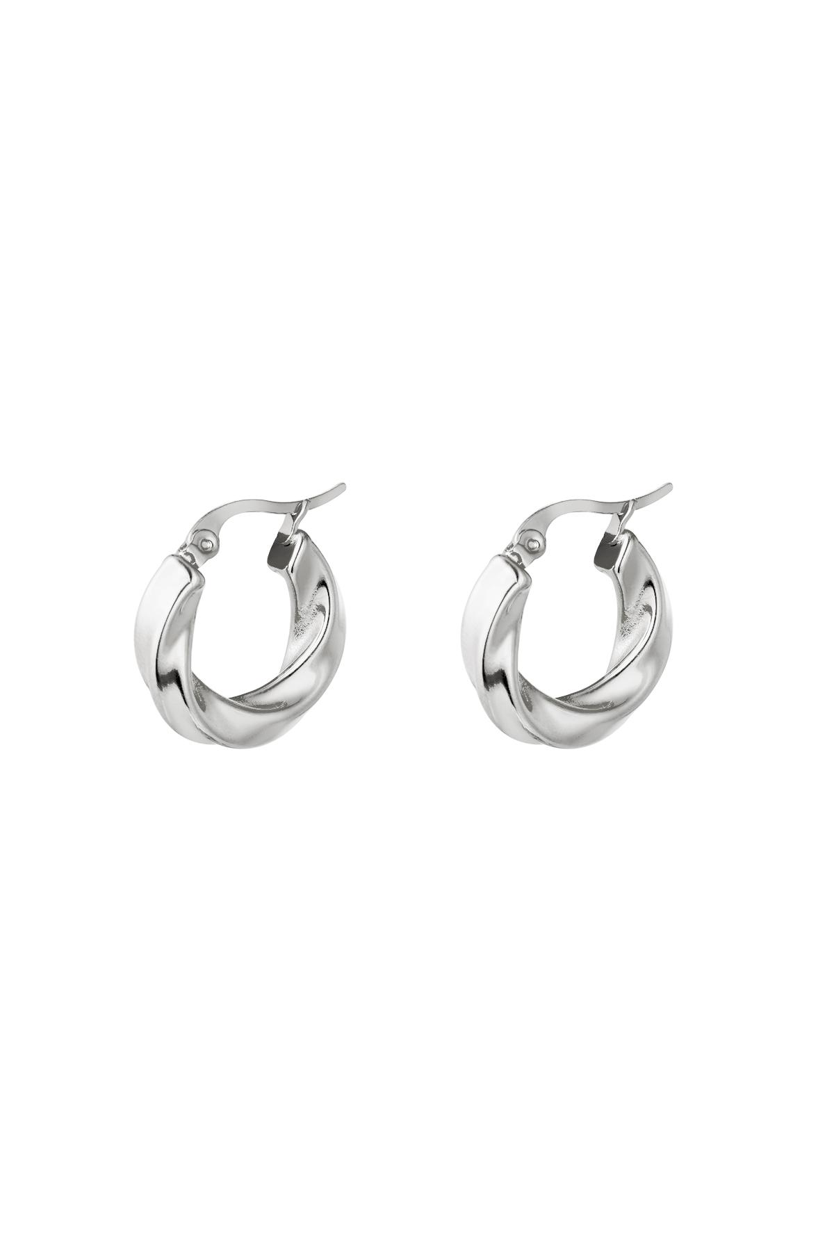 Earrings Hoops Swirl Silver Color Stainless Steel 2