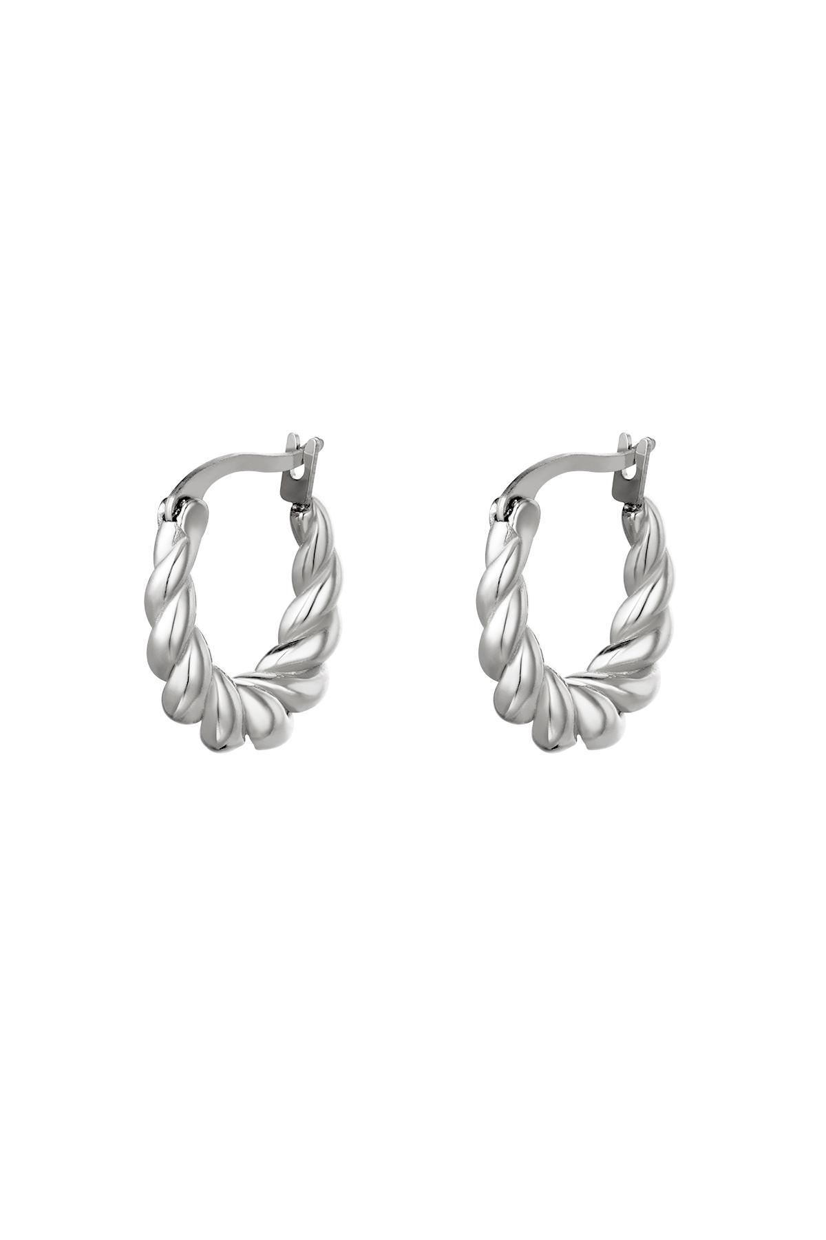 Silver / Earrings Dangling Twist Silver Stainless Steel 