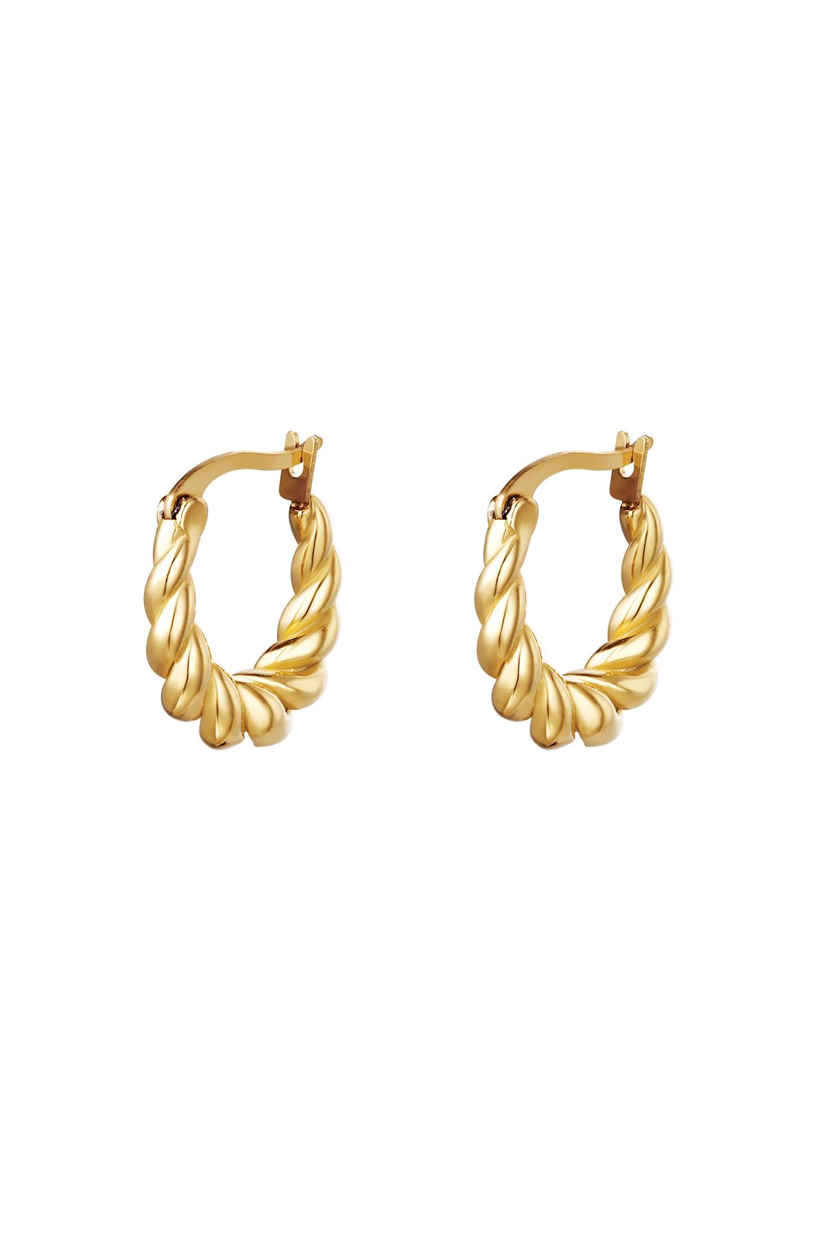 Earrings Dangling Twist Gold Color Stainless Steel 2