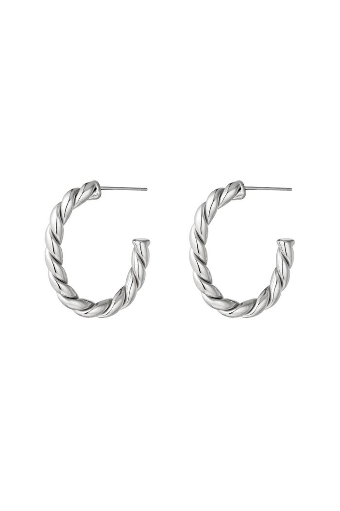 Earrings Hoops Rope Silver Stainless Steel 