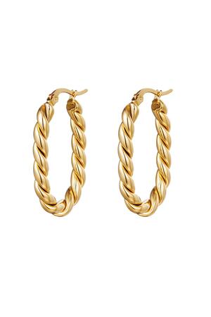 Earrings Twisted Oval Gold Stainless Steel h5 
