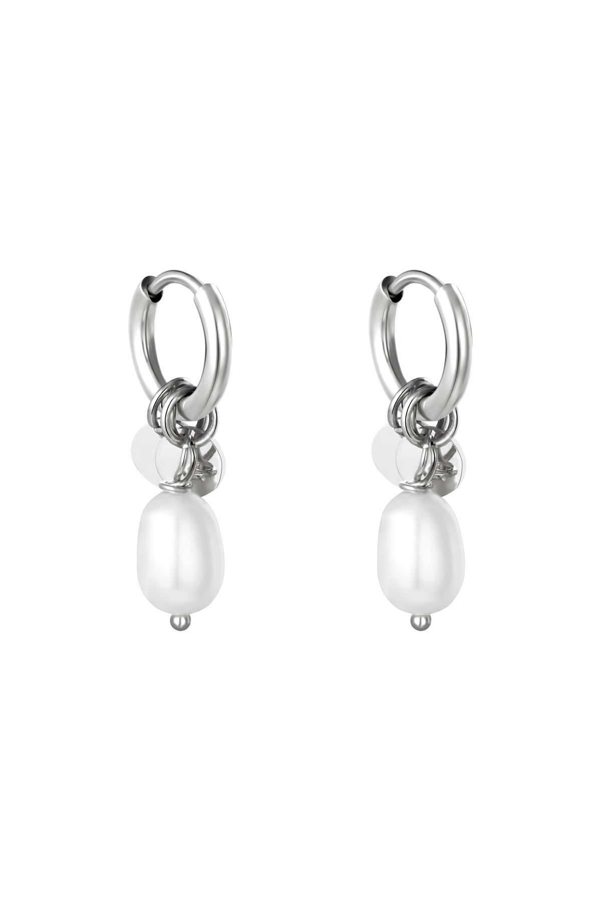 Earrings Pearl Drops Silver Stainless Steel