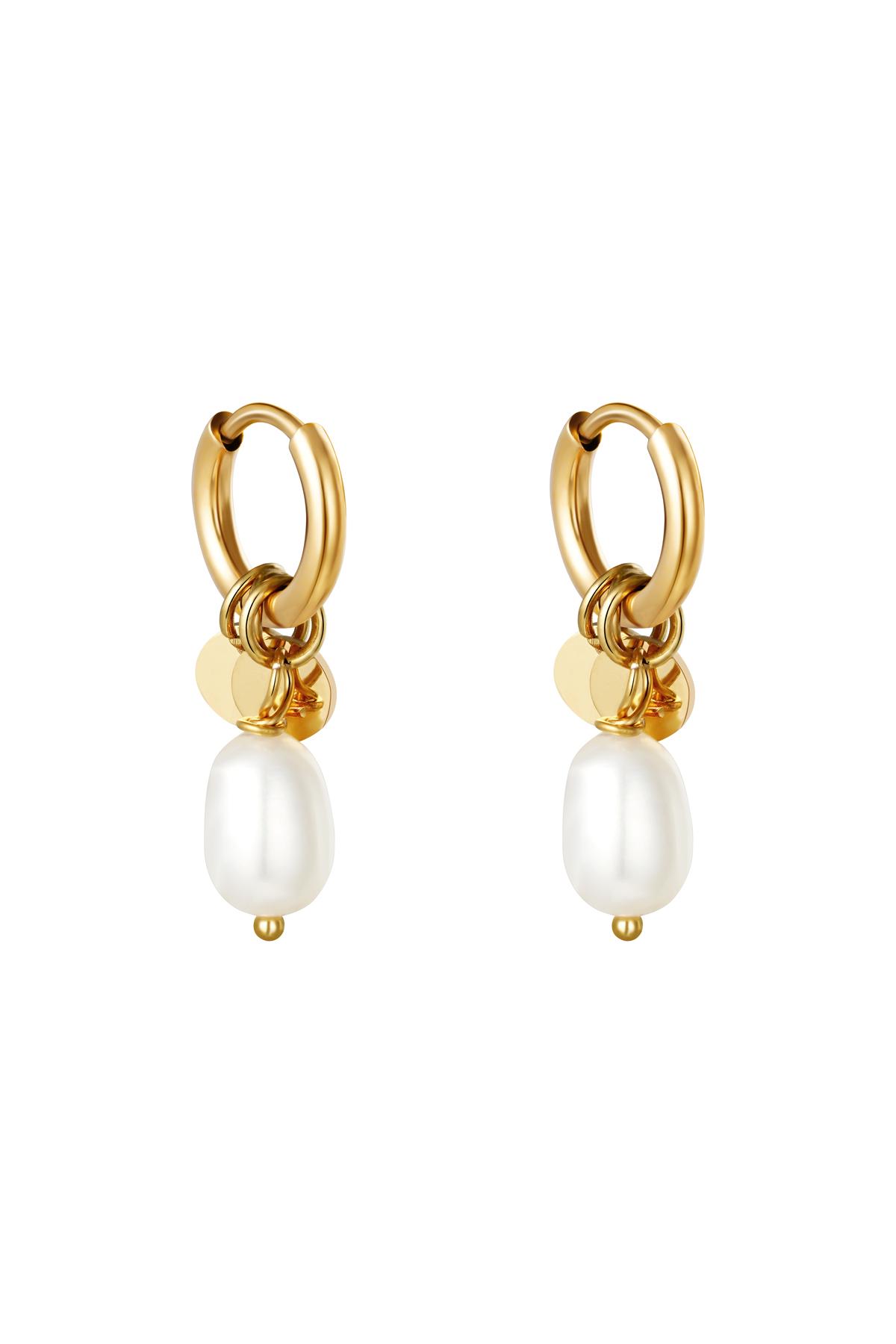Earrings Pearl Drops Gold Stainless Steel