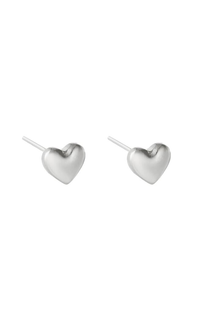 Earrings Bold Heart Silver Stainless Steel 