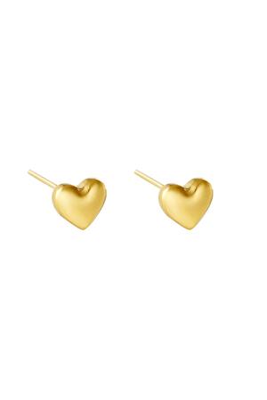 Earrings Bold Heart Gold Stainless Steel h5 