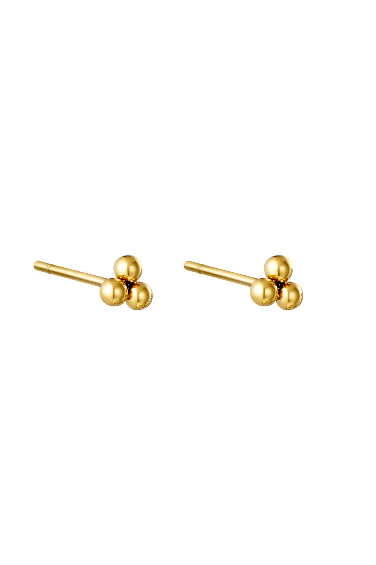 Earrings Triple Bullet Gold Color Stainless Steel 2