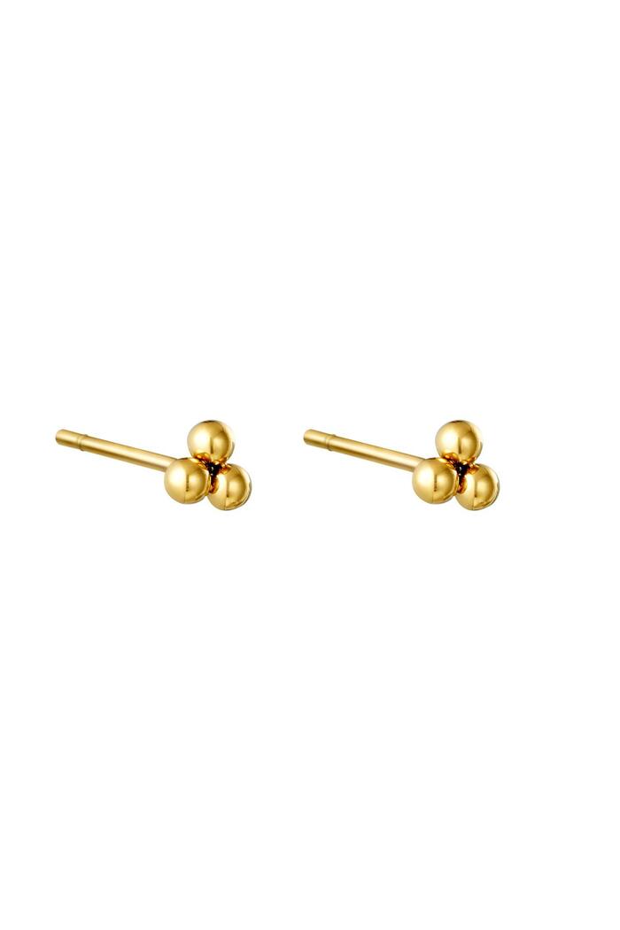 Earrings Triple Bullet Gold Stainless Steel 