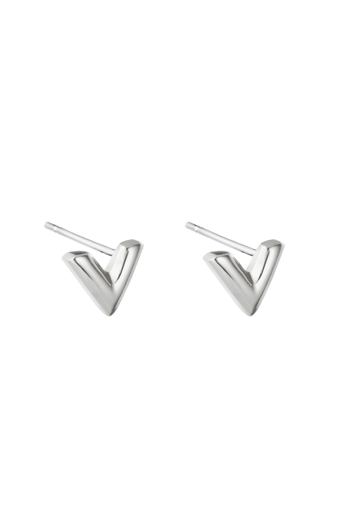 Earrings Think V Silver Color Stainless Steel