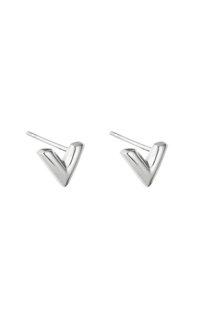 Earrings Think V Silver Stainless Steel 