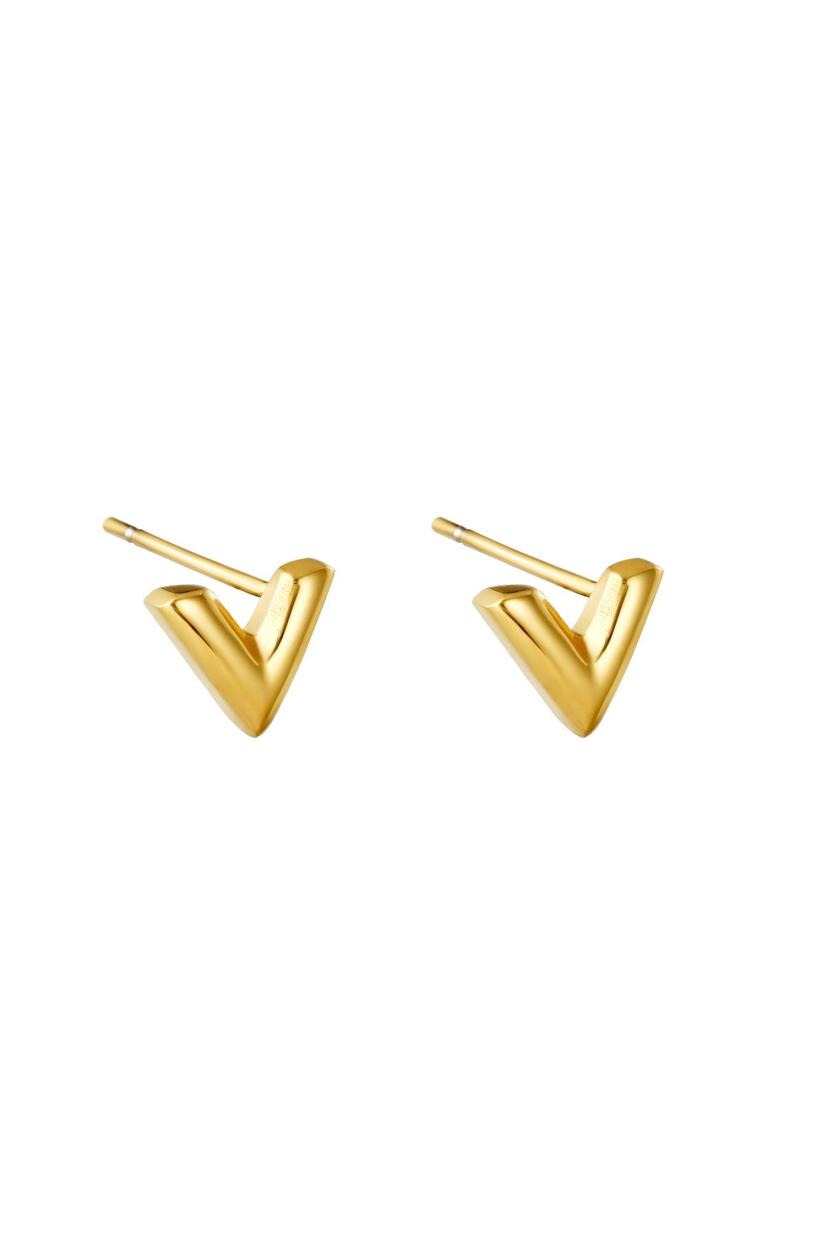 Earrings Think V Gold Stainless Steel