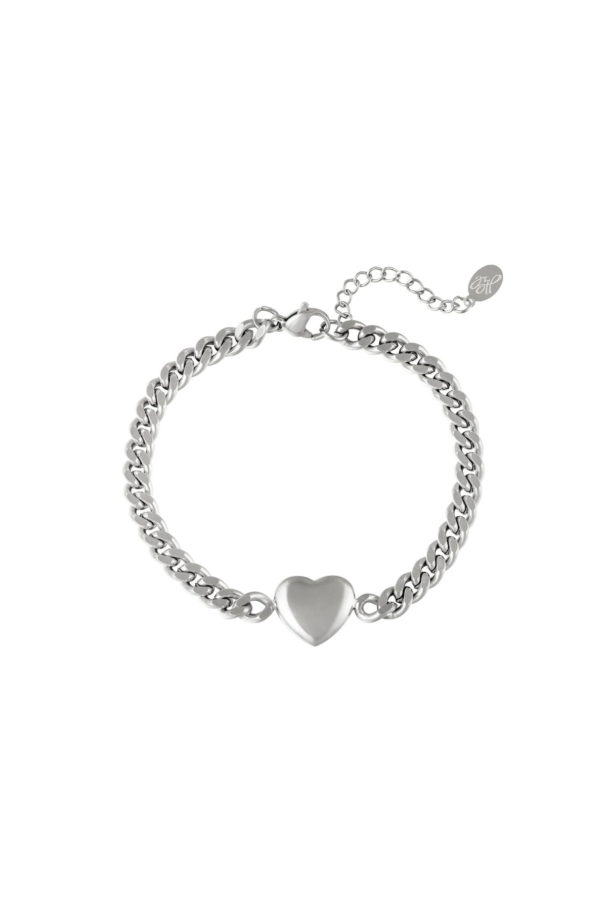 Silver / Bracelet Chained Heart Silver Stainless Steel 