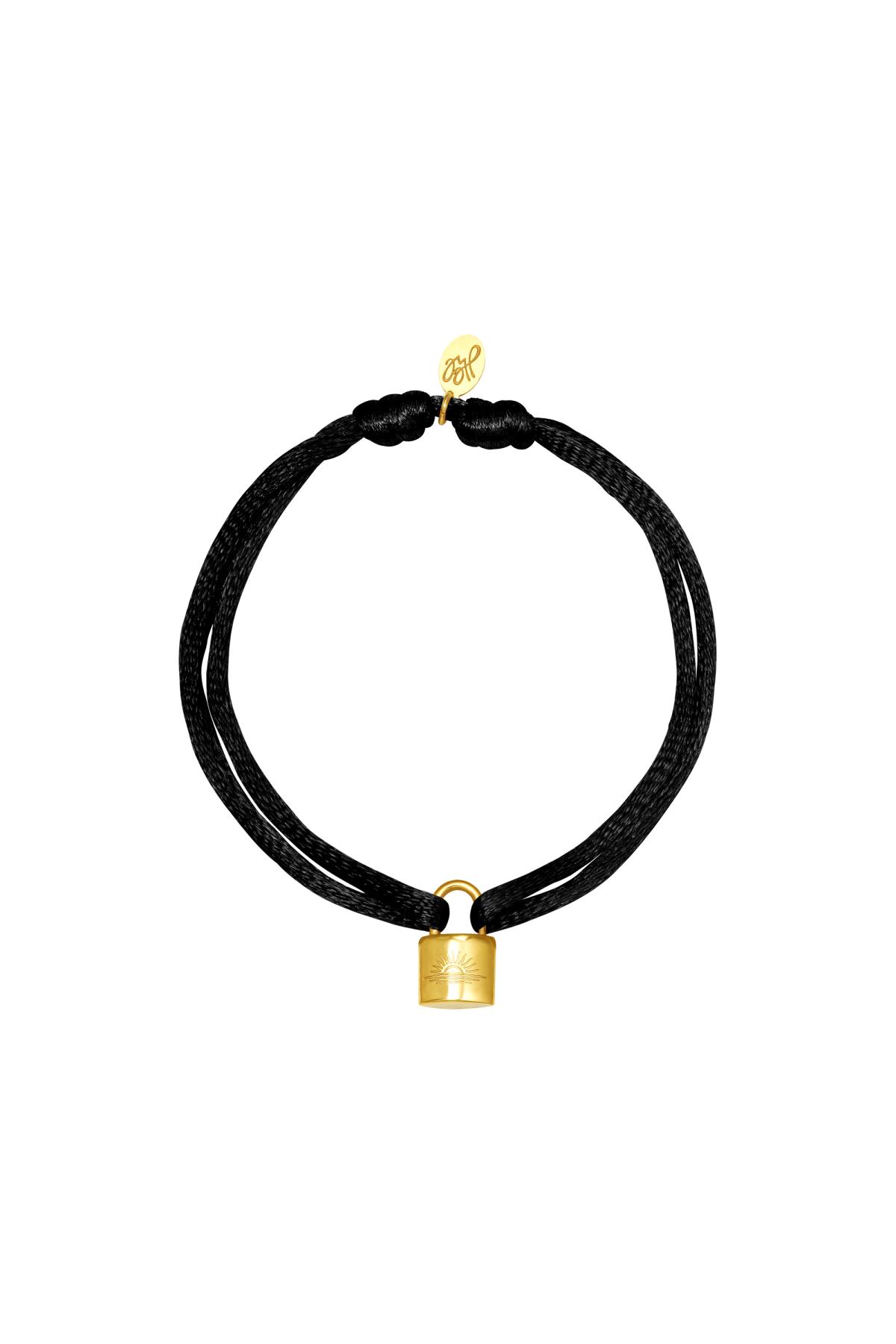 Black & Gold / Bracelet Satin Lock Black & Gold Polyester 