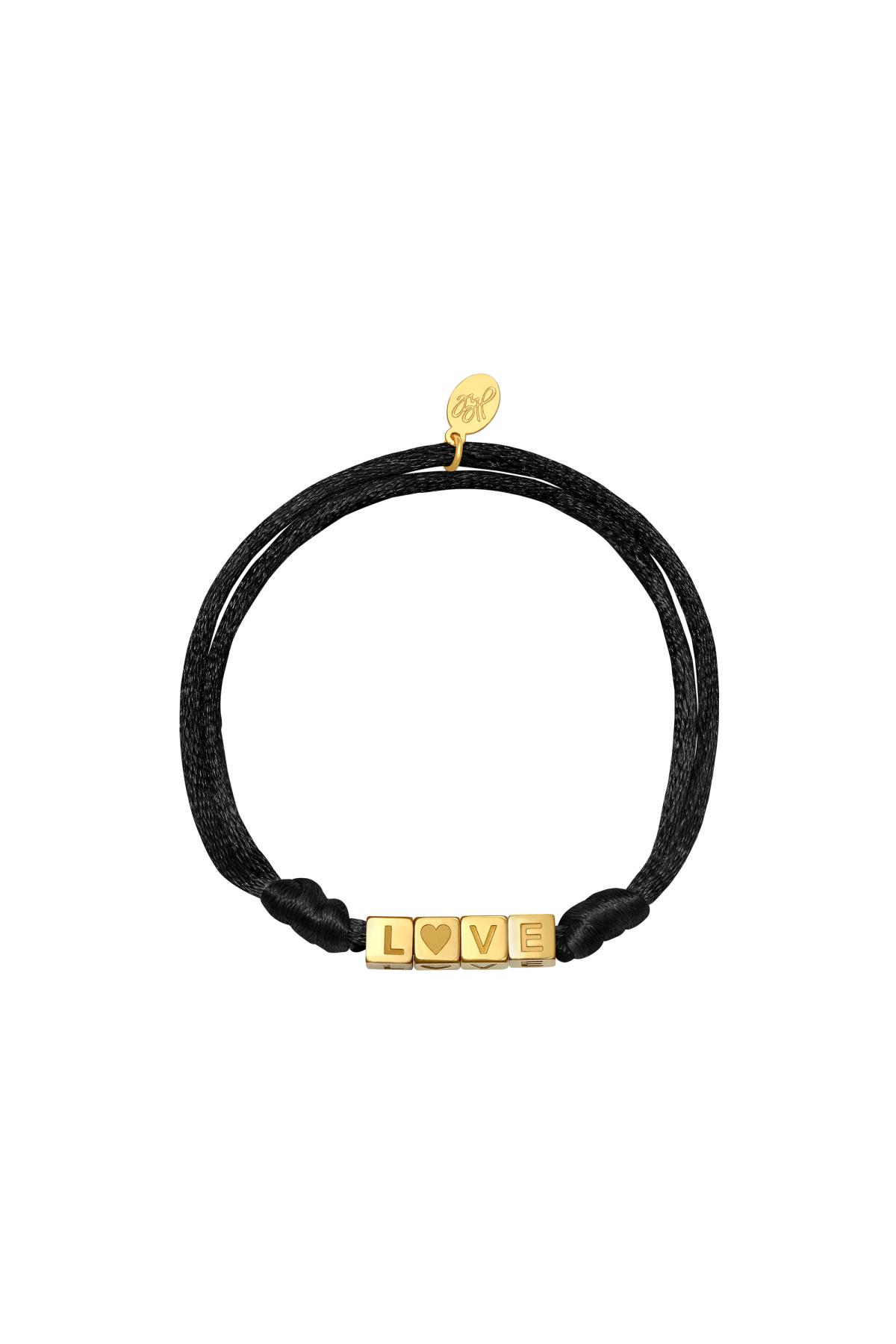 Black & Gold / Bracelet Satin Love Black & Gold Stainless Steel Picture3