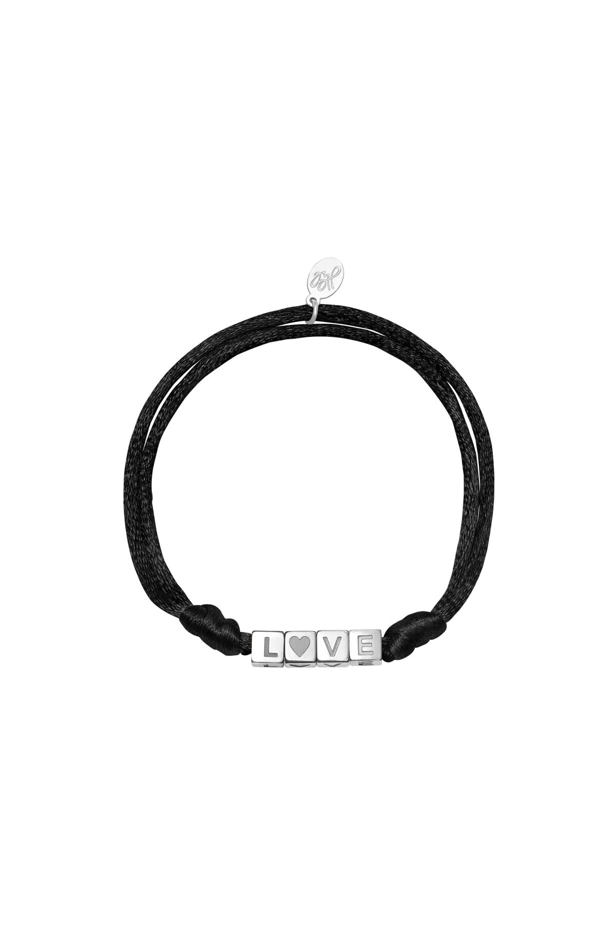 Black & Silver / Bracelet Satin Love Black & Silver Stainless Steel Picture5