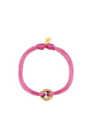 Satin bracelet knot Baby Pink & Gold Polyester h5 