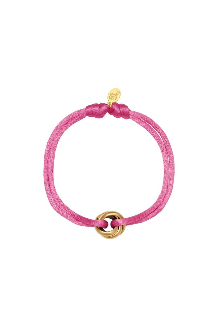 Noeud de bracelet en satin Baby Pink & Or Polyester 