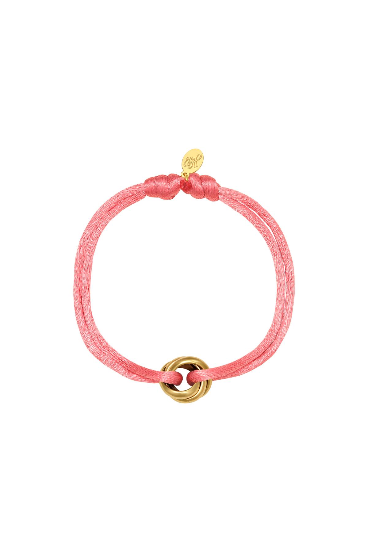 Bracelet Satin Knot Pink &amp; Gold Stainless Steel