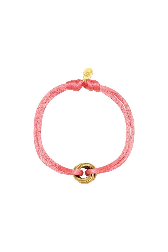 Armband Satin Knot Pink & Gold Stainless Steel 