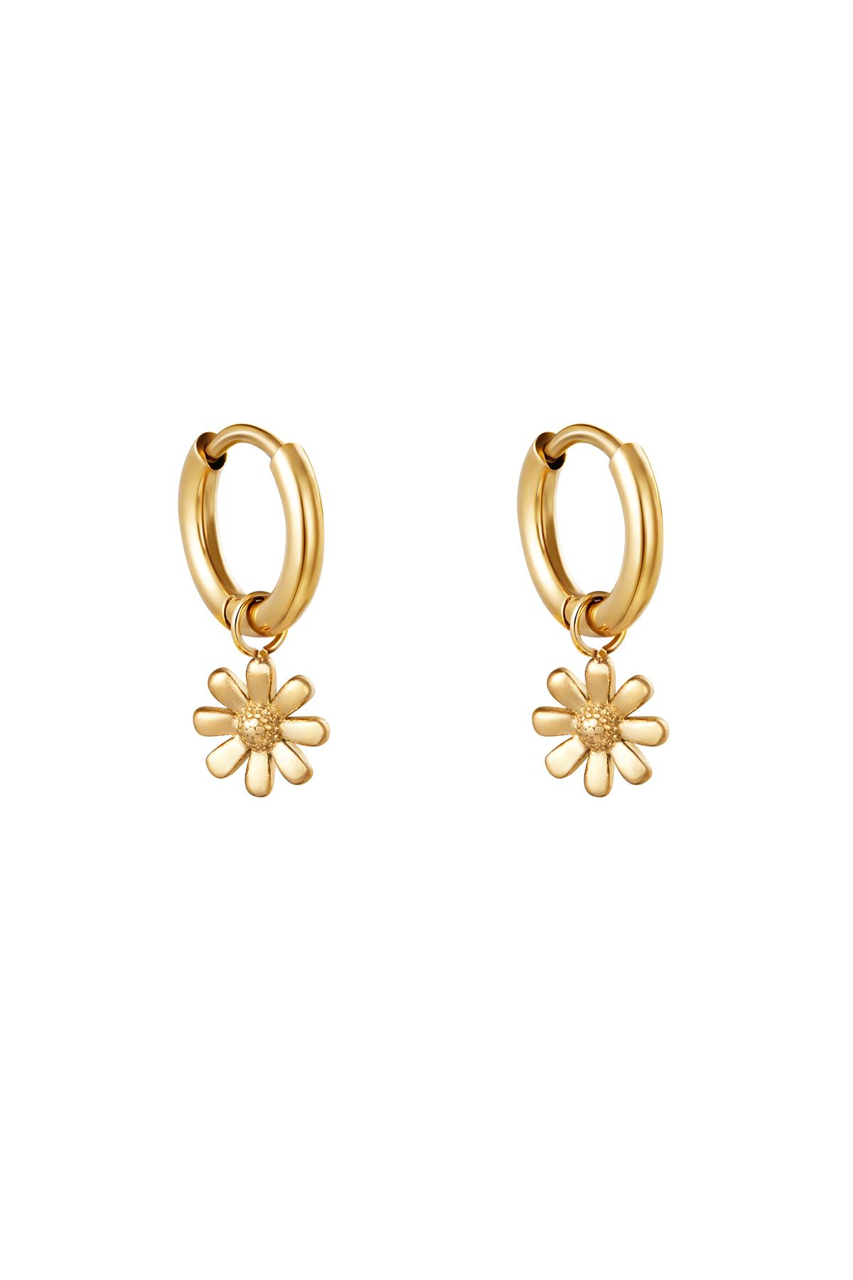 Earrings Little Daisy Gold Color Stainless Steel