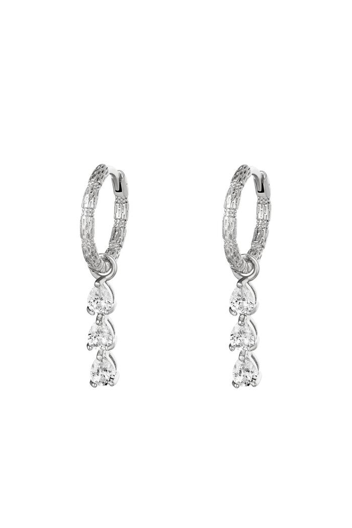 Earrings Diamonds In A Row Silver Copper 