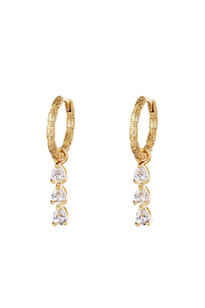 Earrings Diamonds In A Row Gold Copper 