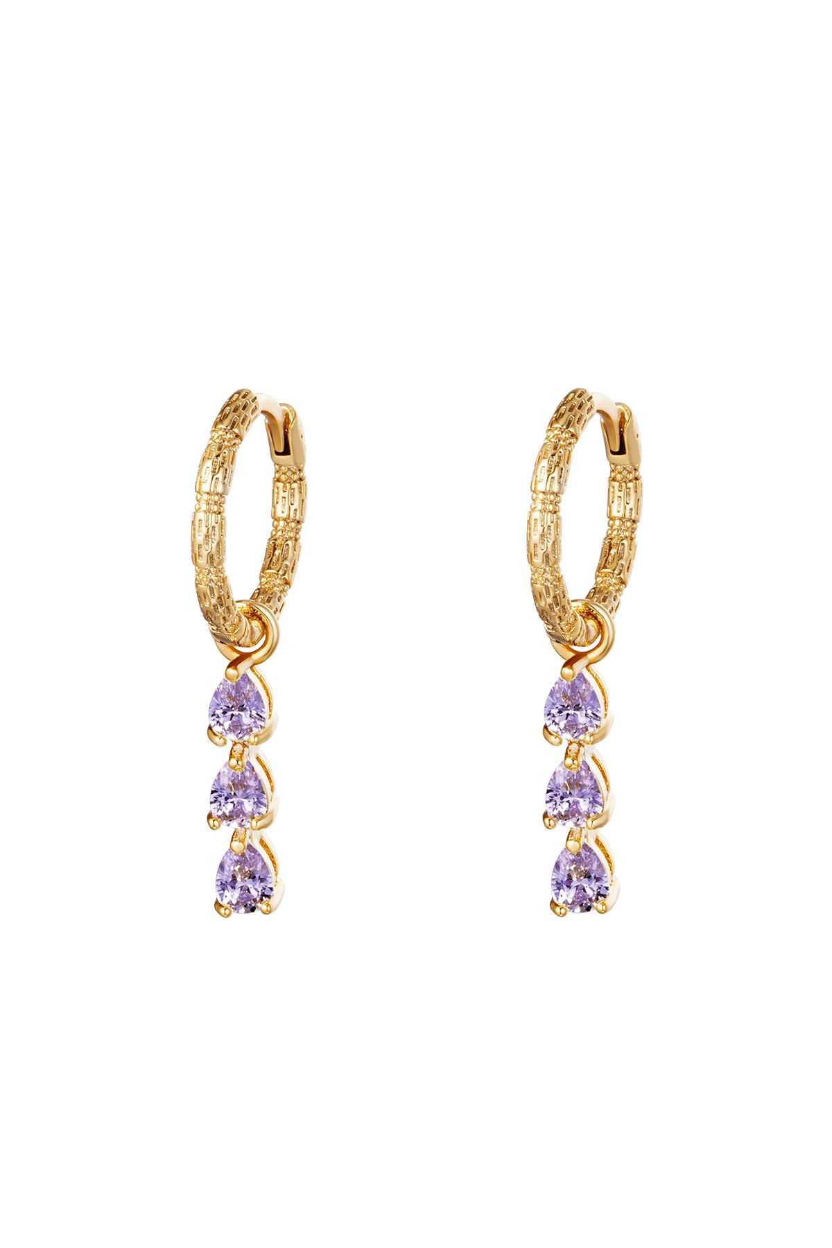 Earrings Diamonds In A Row Purple Copper