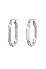 Silver / Earrings Smooth Oval Silver Stainless Steel Picture2