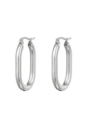 Earrings Smooth Oval Silver Stainless Steel h5 