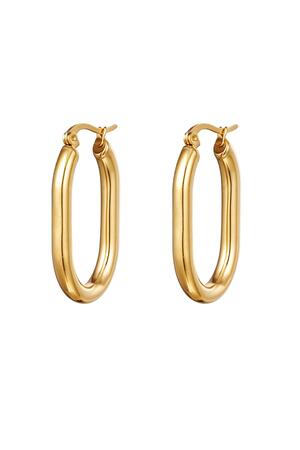Earrings Smooth Oval Gold Stainless Steel h5 