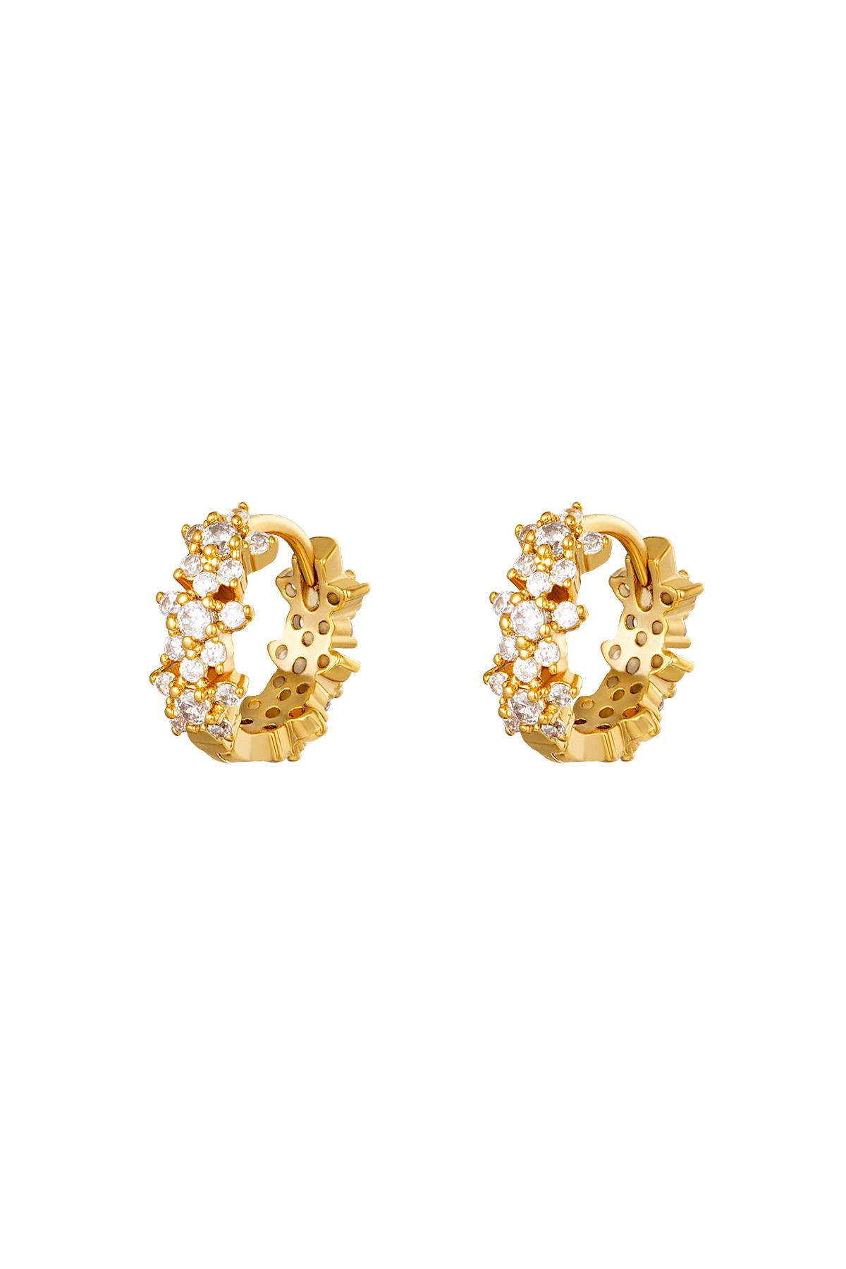 Gold / Star rhinestone hoop earrings - copper 