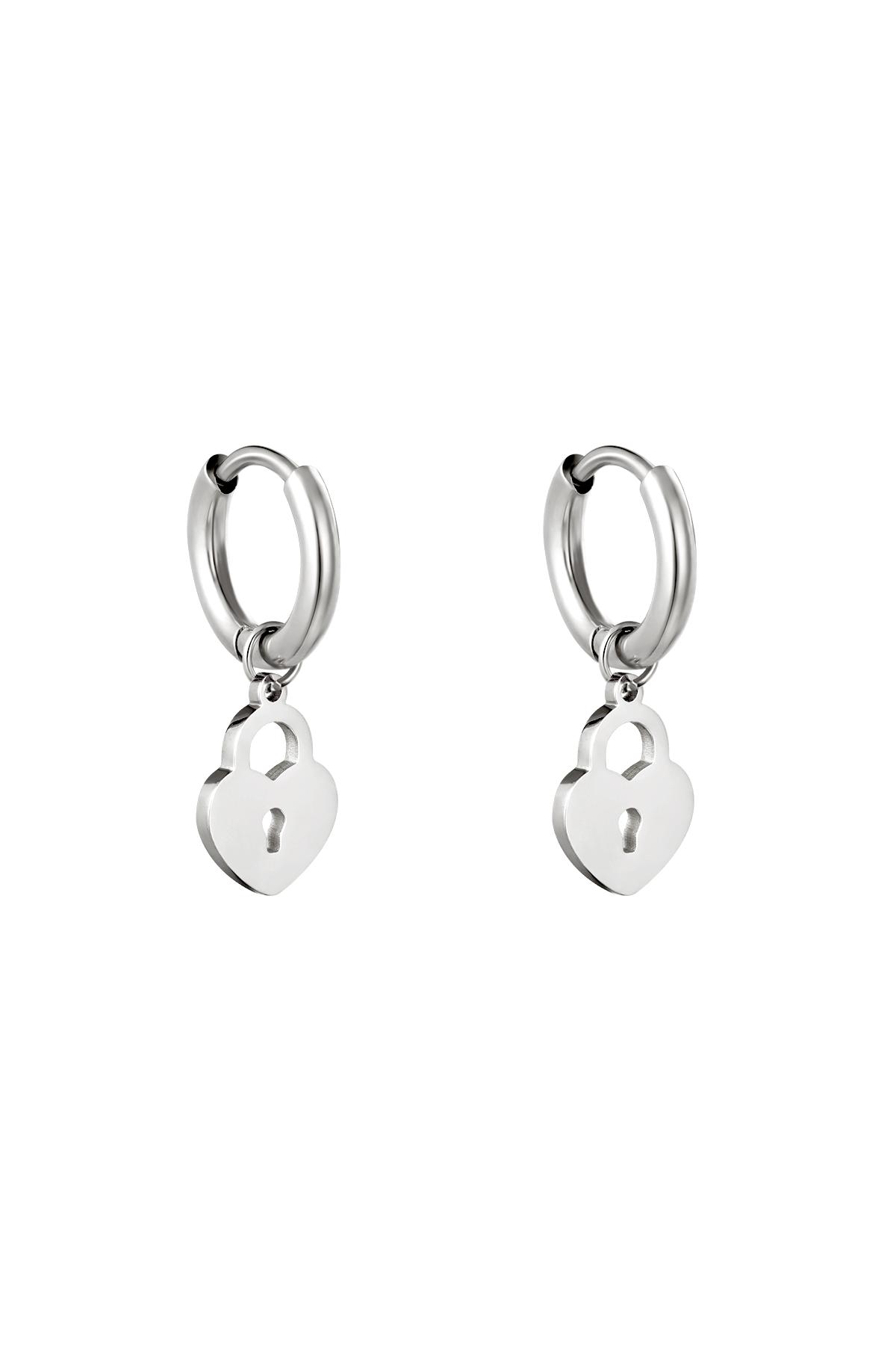 Silver / Earrings Locked Heart Silver Stainless Steel 