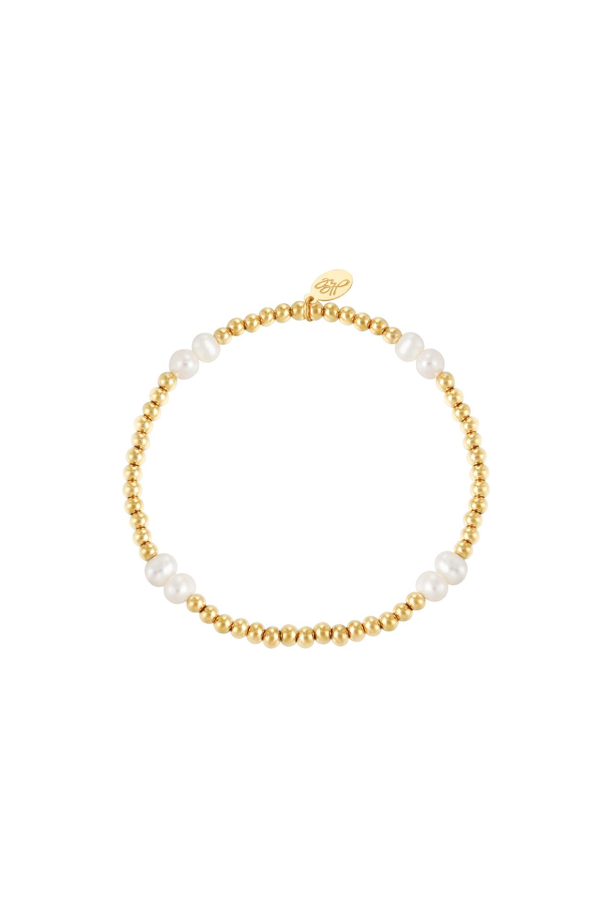 Bracelet pearl mix Gold Color Stainless Steel