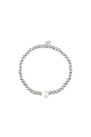 Bracelet big pearl Silver Stainless Steel h5 