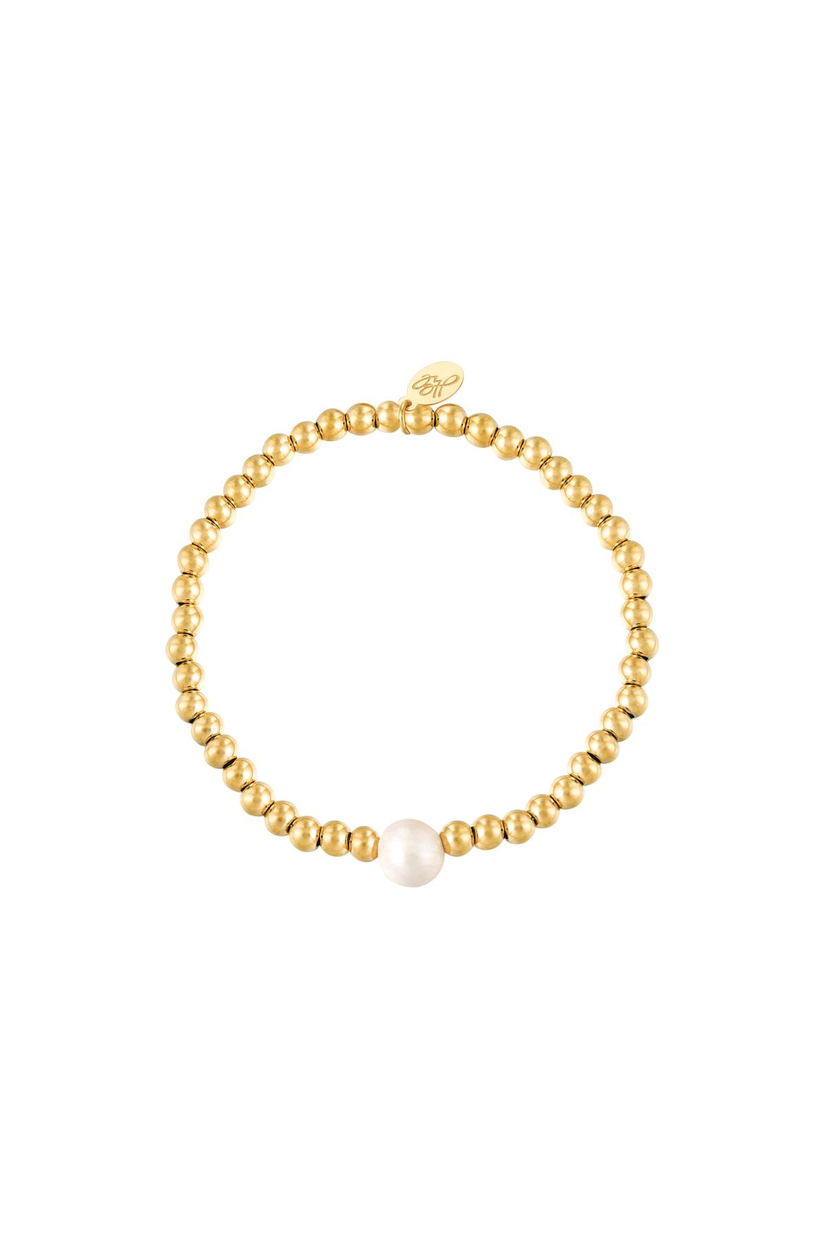 Gold / Bracelet big pearl Gold Stainless Steel 