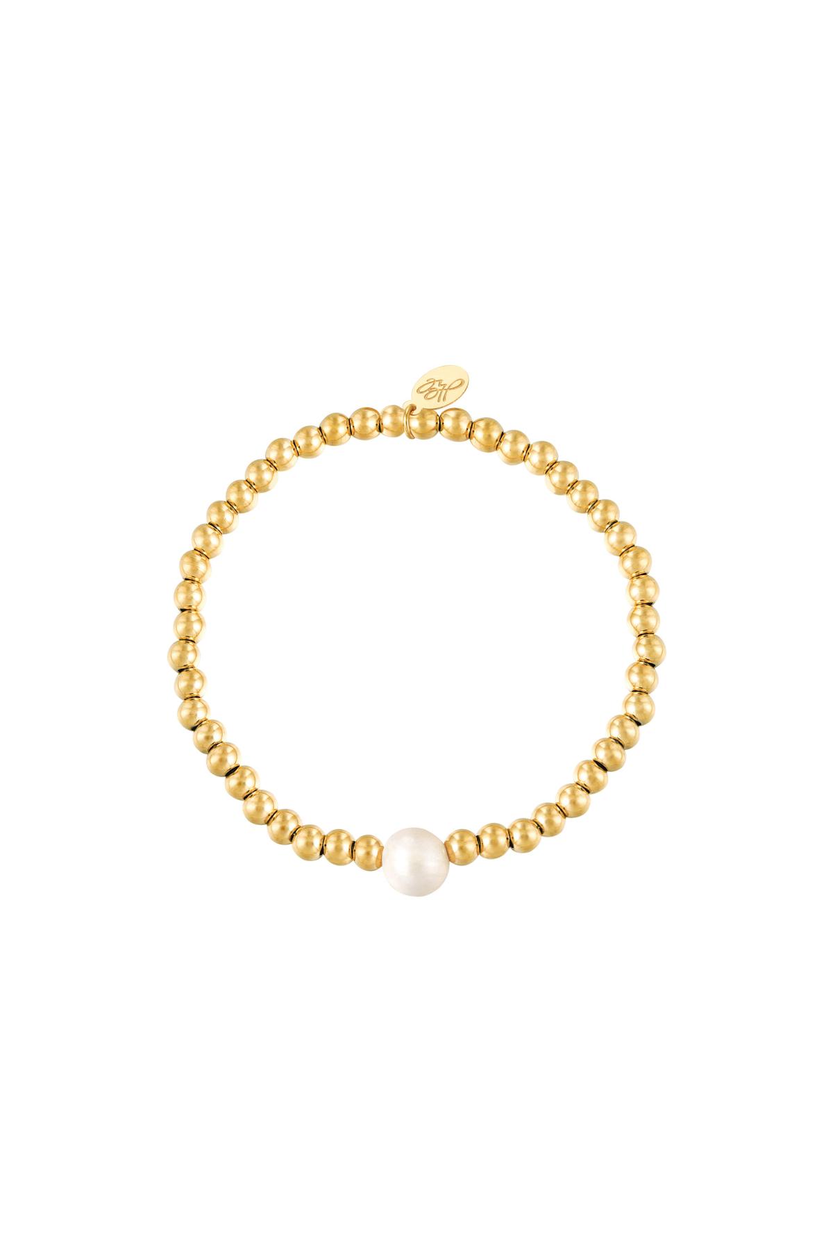 Bracelet big pearl Gold Color Stainless Steel 2