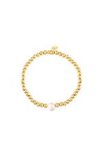 Gold / Bracelet big pearl Gold Stainless Steel Immagine2