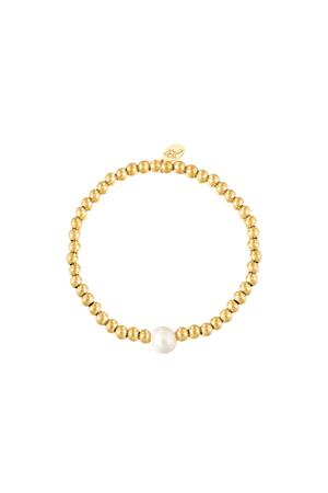 Armband big pearl Gold Edelstahl h5 