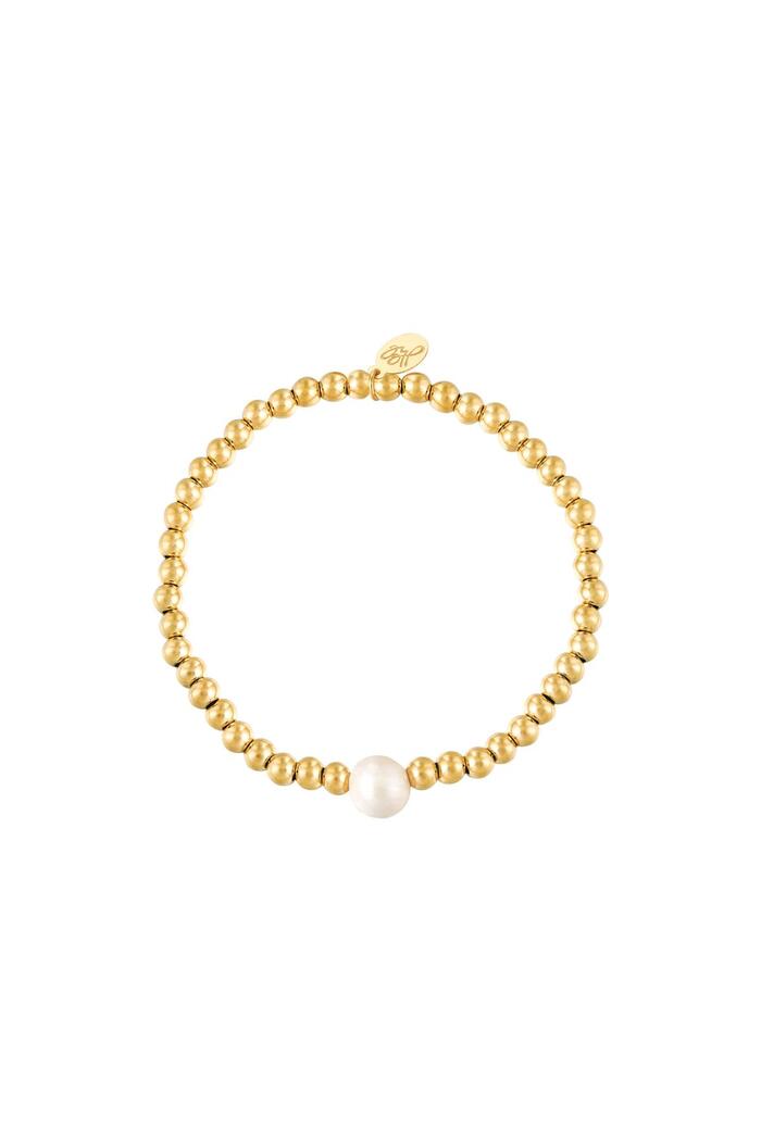Bracelet big pearl Gold Stainless Steel 