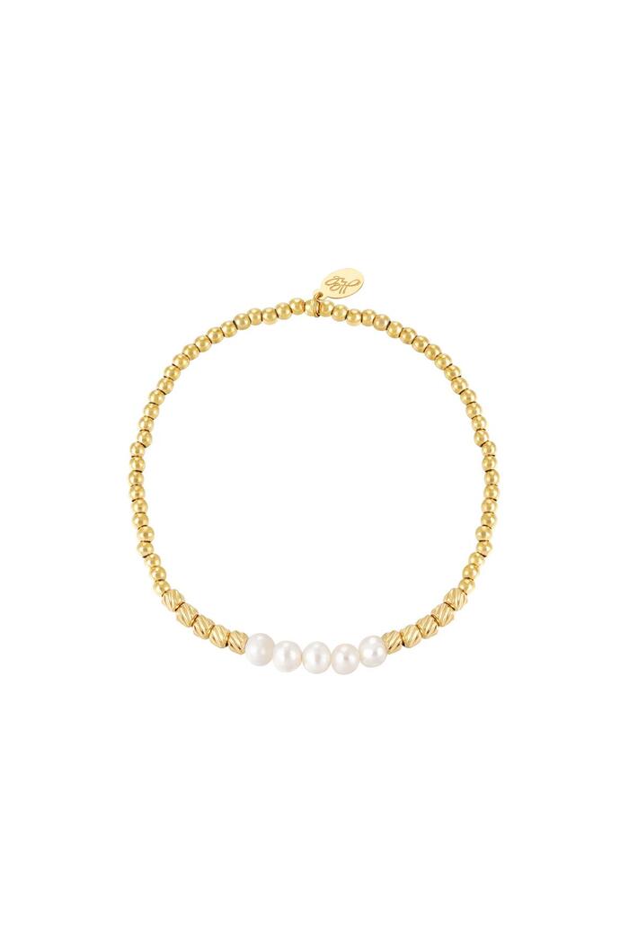 Bracelet Pearl Beads  Gold Stainless Steel 