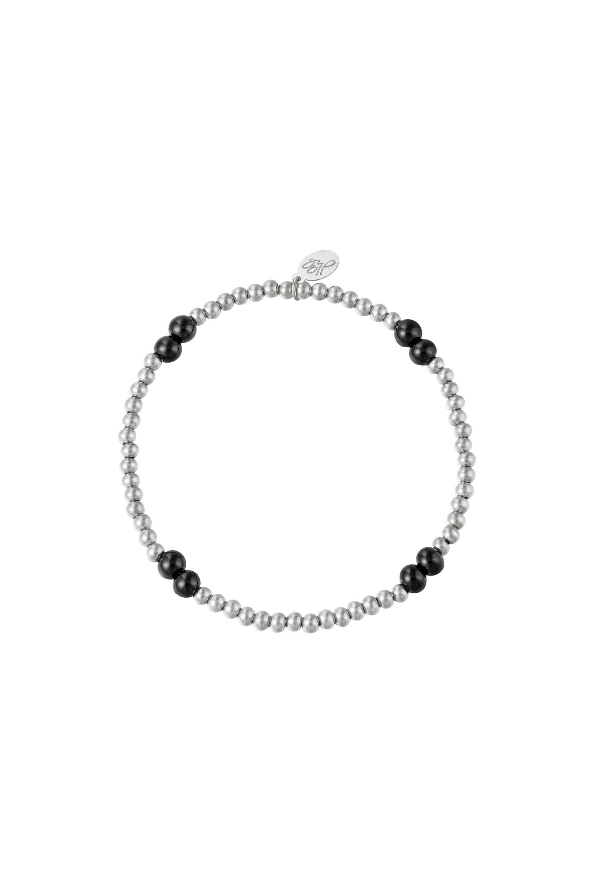 Silver / Bracelet Black Pearl Silver Stainless Steel 