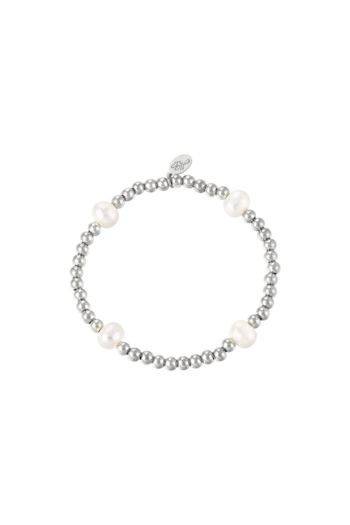 Bracelet big pearl mix Silver Stainless Steel 