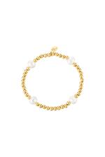 Gold / Bracelet big pearl mix Gold Stainless Steel Picture2