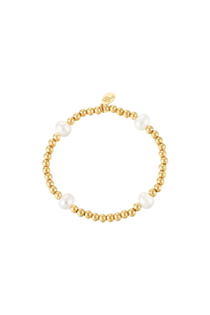 Bracelet big pearl mix Gold Stainless Steel 
