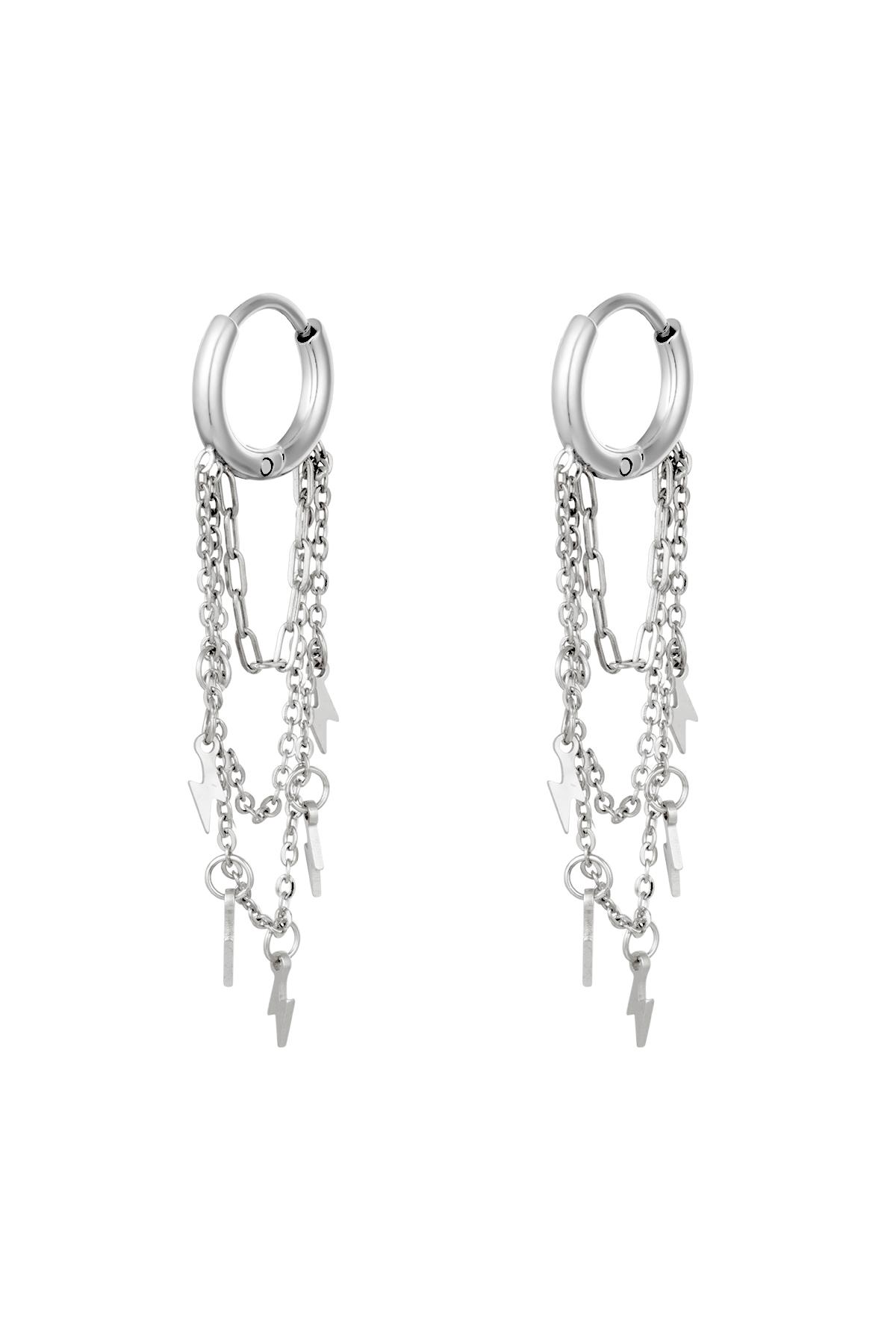 Earrings Thunder Silver Color Stainless Steel 2