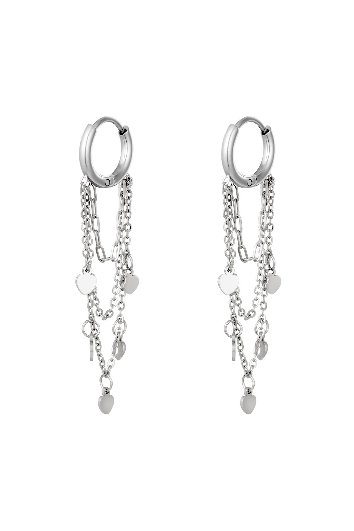 Earrings Hanging Hearts Silver Color Stainless Steel