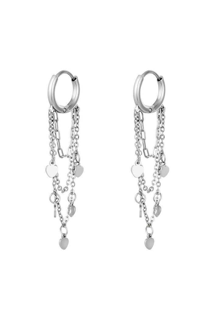 Earrings Hanging Hearts Silver Stainless Steel 