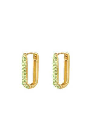 Earrings Shimmer Spark	Large Green & Gold Stainless Steel h5 